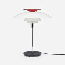 PH 80 table lamp by Poul Henningsen, 1974, chrome-plated metal, enameled steel, plastic, sold Jan 2024