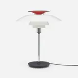 PH 80 table lamp by Poul Henningsen, 1974, chrome-plated metal, enameled steel, plastic, sold Jan 2024