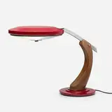 Fase, Desk lamp, c. 1965, chrome-plated and enameled metal, rosewood