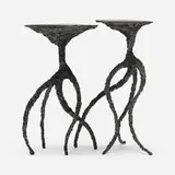 James Bearden, Medusa occasional tables, pair, 2022, plasma-carved steel with a metallic polywash finish