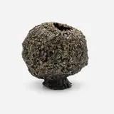 James Bearden, Moon vase, 2021, plasma-etched steel and bronze with metallic polywash finish