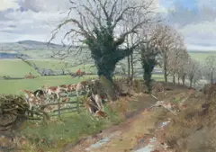 Susie Whitcombe, Leicestershire Hounds, oil on canvas