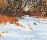 Woodcock in a snowy clearing by David Ord Kerr, oil on board, offered May 2015