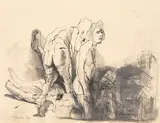 Figurenkomposition by Alfred Hrdlicka, 1969, Bleistift und Tusche auf Papier, sold Jun 2016