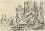 Mutter mit Kindern am Waldesrand by Ernst Wilhelm Nay, 1943, Bleistift auf Papier (aus einem Skizzenblock), sold Jun 2016
