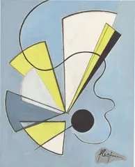 Adolf Fleischmann, Linie und Fläche, Um 1947, Gouache und Kohle auf weißem Karton