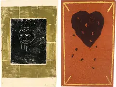 Norbert Schwontkowski, Gute Menschen, 1987, Original-Halbleinenmappe mit 10 Hochdrucken, teilweise mit Monotypie, auf verschiedenen Papieren