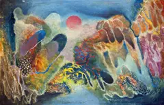 Romantische Landschaft by Edmund Kesting, 1947, Öl auf Hartfaser, sold Jun 2010