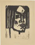 Emil Nolde, Frauenkopf III, 1912, Holzschnitt auf dünnem gelblichem Papier