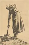 Grabende Bäuerin by Lesser Ury, Um 1890, Kohle auf Schoellershammer-Papier, sold Jan 2026