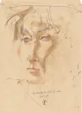 Horst Janssen, ich schenke dir dieses Zeichen, 1989, Bleistift, Farbstift und Deckweiß auf vom Künstler recyceltem Briefumschlag