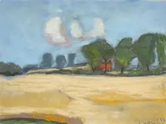 Klaus Fußmann, Landschaftsszene, 1997, Pastellkreide auf Maschinenbütten