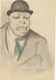 Brustbild eines Herrn mit Melone by Jeanne Mammen, Um 1910, Tuschfeder und Aquarell über Bleistift auf Velin, sold Sep 2024
