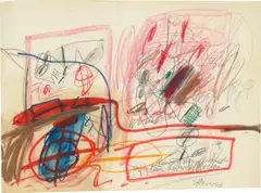 Walter Stöhrer, pulverreife Unendlichkeit ein heiterer Morgen, 1963, Wachskreide, Farb- und Bleistift auf Papier