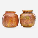 Two flame-painted vases by Theophilus A. Brouwer for Middle Lane Pottery, sold Sep 2018