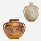 Two flame-painted vases by Theophilus A. Brouwer for Middle Lane Pottery, sold Sep 2018
