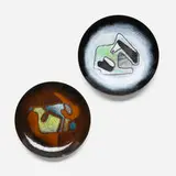 Ellamarie & Jackson Woolley, Plates, set of two, c. 1965, enamel on copper