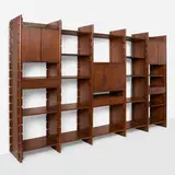 attribution Gianfranco Frattini, Modular shelving system, c. 1960, walnut