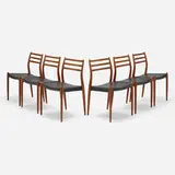 Niels O. Møller, Dining chairs model 78, set of six, c. 1976, teak, vinyl