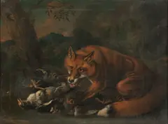 Fox with catch by George William Sartorius, oil on canvas, sold May 2015