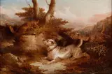 Paul Jones, Terrier after a Fox, oil on canvas