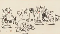 Ten Little Puppy Dogs Going Out to Dine by Cecil Charles Windsor Aldin, pen and ink, sold May 2015