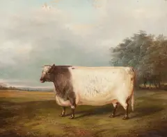 Bull in a landscape by Albert Clark, oil on canvas, sold May 2015