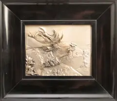 Roaring stag in landscape by Fritz Diller, offered May 2015