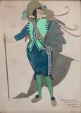 Edmund Dulac, Cyrano's dress, pencil, ink and watercolour
