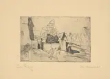 Dorf Niedergrunstedt by Lyonel Feininger, 1911, Radierung auf chamoisfarbenem Bütten, sold Jun 2024