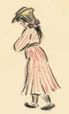 Heinrich Zille, Mädchen in rotgestreiftem Kleid
