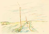 Erinnerungen an Hiddensee by Emil Orlík, 1919, Original-Halbleinenmappe mit 6 Farblithographien, 5 Lithographien in Grau und 1 Lithographie in Rot, jeweils auf festem , sold May 2011