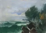 Karl Hagemeister, Wellen am Ufer, Um 1914, Pastell auf Leinwand