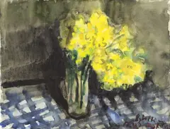 Narzissen in einer Vase by Klaus Fußmann, 1983, Aquarell auf Bütten (aus einem Skizzenblock), sold Dec 2012