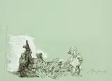 Ohne Titel by Alfred Hrdlicka, 1981, Tuschfeder, Kreide und Bleistift auf grünem Bütten, sold Nov 2011