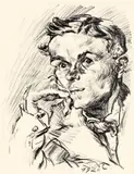 Porträt eines jungen Mannes by Ludwig Meidner, 1920, Kreide auf Bütten, sold Nov 2011