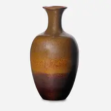 Charles Fergus Binns, Fine baluster vase, copper crystalline and hare's fur glaze, England/USA