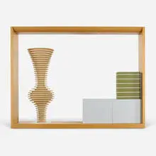 Grande Arco cabinet from the Amnesie series by Andrea Branzi, 1991, elm, MDF, lacquered wood, enameled steel, sold Dec 2023