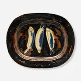 Trois sardines by Pablo Picasso, 1947, polychromed and glazed earthenware, sold Dec 2023