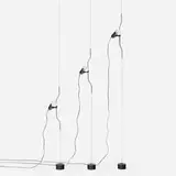 Parentesi floor lamps, set of three by Achille Castiglioni and Pio Manzu, 1970, rubber, chrome-plated steel, plastic, steel wire, sold Dec 2023