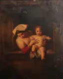 Continental School, Mother and child, oil on canvas