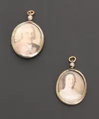 Scottish School, Portrait miniatures of Sir David Kinloch and Lady Kinloch, watercolour on ivory, oval