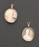 Portrait miniatures of Sir David Kinloch and Lady Kinloch by Scottish School, watercolour on ivory, oval, sold Oct 2015