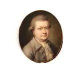 English School, Gentleman in grey coat, watercolour on ivory, oval