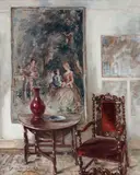 William Somerville Shanks Rsa Rsw, An elegant corner, oil on canvas