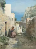 John Stewart MacLaren, A street in Portsoy, oil on canvas