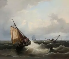 Henri Adolphe Schaep, The rescue, oil on panel