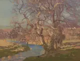 From my Studio Window, Lynn, Dalry by George Houston Rsa Rsw Rgi, oil on canvas, sold Oct 2015