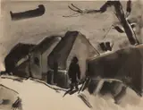 Welsh Mining Village by Josef Herman Ra, watercolour, sold Oct 2015