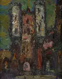 Medieval Gateway by Sir William MacTaggart Pprsa Ra Frse HonRSW Lld, oil on board, offered Oct 2015